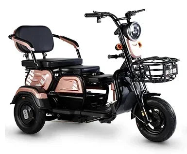 Electric Tricycle Scooter Adult Cargo Electric Bike 24Inch Fat Tire Electric With Basket Parent-child Mobility 3 Wheel E-Scooter