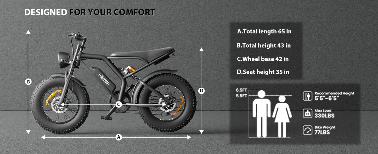 Electric Bike for Adults,20 inch Fat Tire Ebike with 1000W Motor 48V13Ah Battery Up to 32MPH / 62Miles,7 Speed  Electric Bicycle