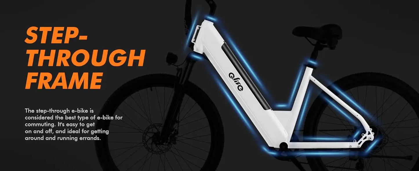 Electric Bike for Adults 26" Step-Through 22MPH Ebike with 2.1" Tire,Peak 750W Motor Ebikes with 7 Speed, Commuter E Bicycle