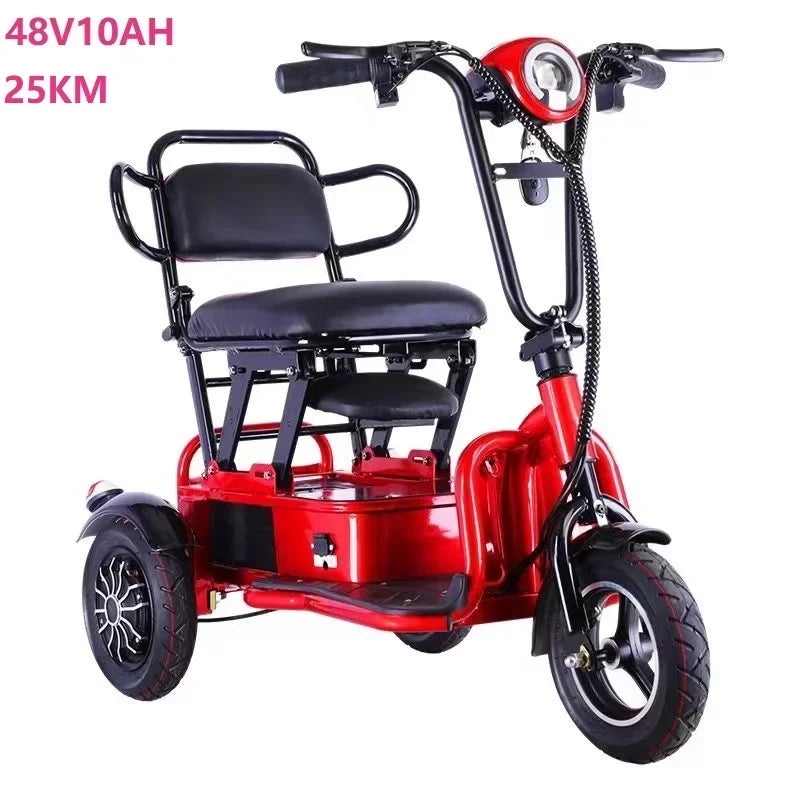 Mini Portable Electric Tricycle 350wMotor 48v 25ah Adult transportation for the elderly 10 inch light  3 wheel electric scooter