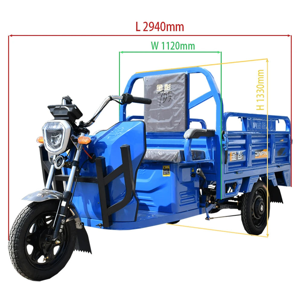 Electric Tricycles with Loading Car Hopper, Remote Alarm, Multifunctional 3 Wheeled Tipping Bucket Household Vehicles