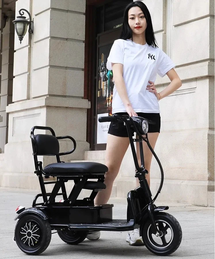 Mini Portable Electric Tricycle 350wMotor 48v 25ah Adult transportation for the elderly 10 inch light  3 wheel electric scooter