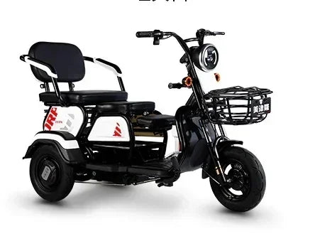 Electric Tricycle Scooter Adult Cargo Electric Bike 24Inch Fat Tire Electric With Basket Parent-child Mobility 3 Wheel E-Scooter