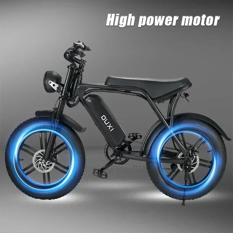 Ebike V8 1000W 48V 15AH V8 Back Seat Fat Tire Electric Bike Beach Cruiser Off-Road Electric Bike Adult Mountain Electric Bike