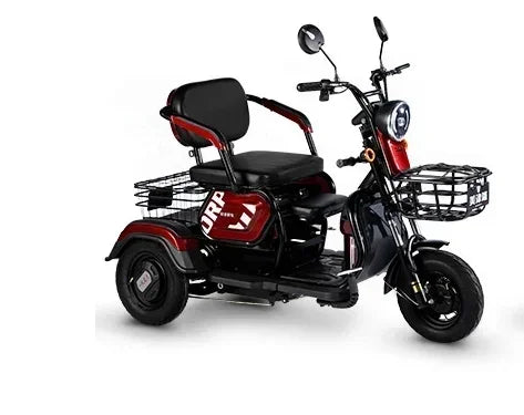 Electric Tricycle Scooter Adult Cargo Electric Bike 24Inch Fat Tire Electric With Basket Parent-child Mobility 3 Wheel E-Scooter