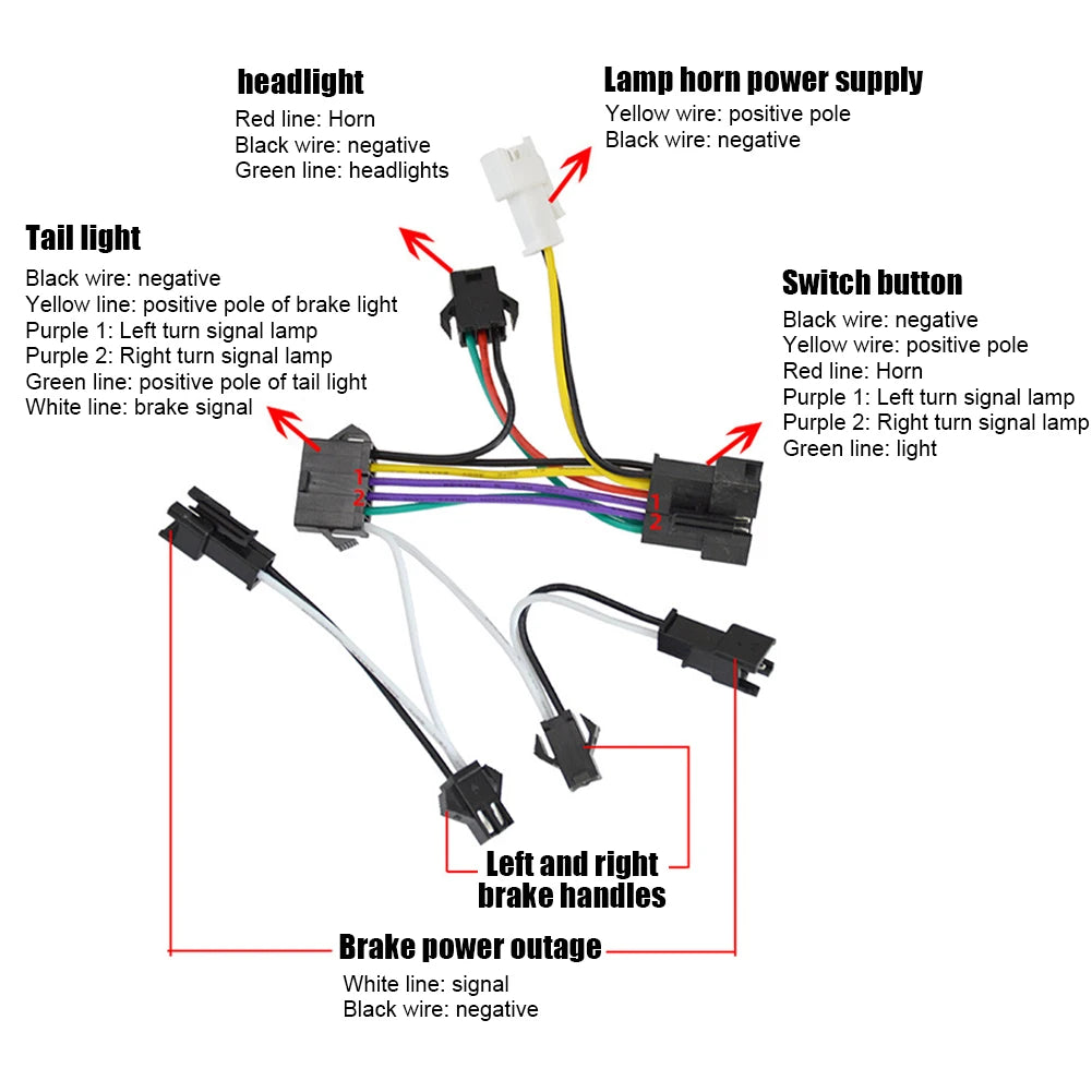 E-Bike Front Brake Rear Light Taillight Set 24V 36V 48V Ebike Headlight with Switch For Electric Bike Scooter Turn Signal Lamp