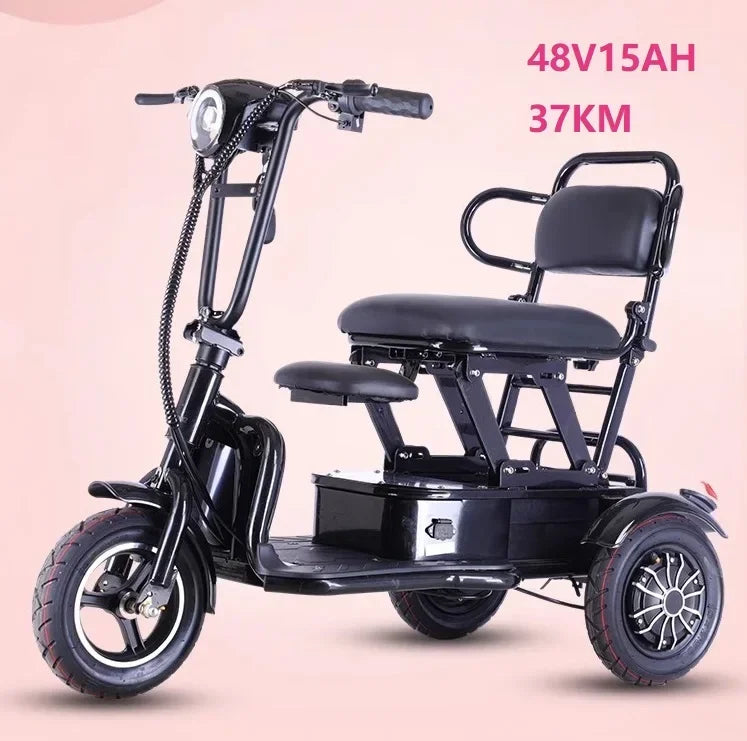 Mini Portable Electric Tricycle 350wMotor 48v 25ah Adult transportation for the elderly 10 inch light  3 wheel electric scooter