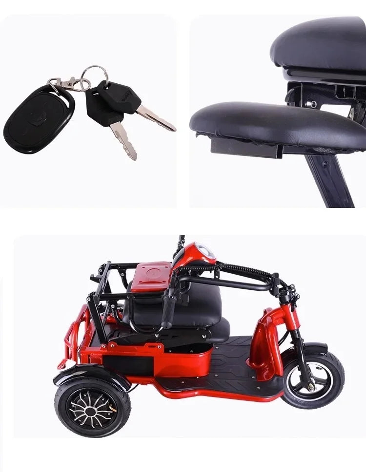 Mini Portable Electric Tricycle 350wMotor 48v 25ah Adult transportation for the elderly 10 inch light 3 wheel electric scooter