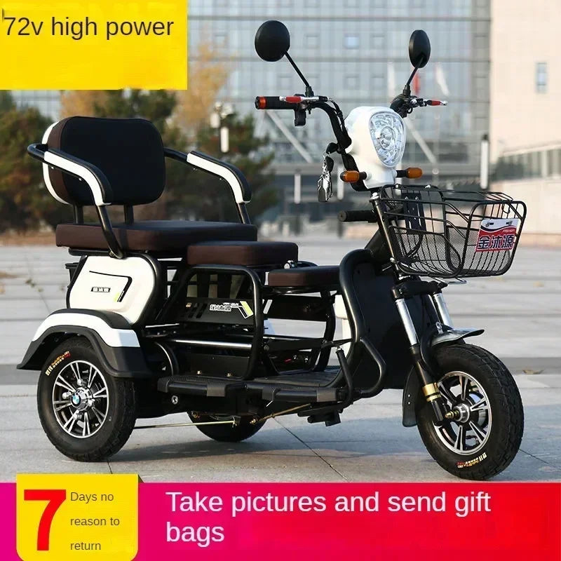 New Electric tricycle 1000W72V22A Small Parentchild Mobility Scooter Leisure Portable outdoor travel electric tricycle Load300KG