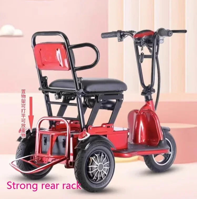 Mini Portable Electric Tricycle 350wMotor 48v 25ah Adult transportation for the elderly 10 inch light 3 wheel electric scooter