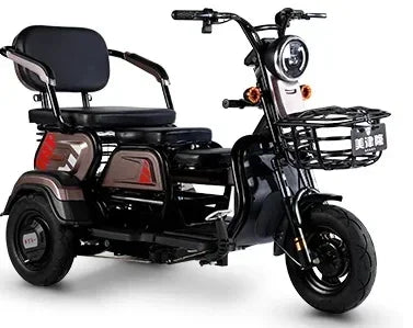 Electric Tricycle Scooter Adult Cargo Electric Bike 24Inch Fat Tire Electric With Basket Parent-child Mobility 3 Wheel E-Scooter