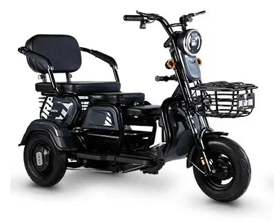 Electric Tricycle Scooter Adult Cargo Electric Bike 24Inch Fat Tire Electric With Basket Parent-child Mobility 3 Wheel E-Scooter