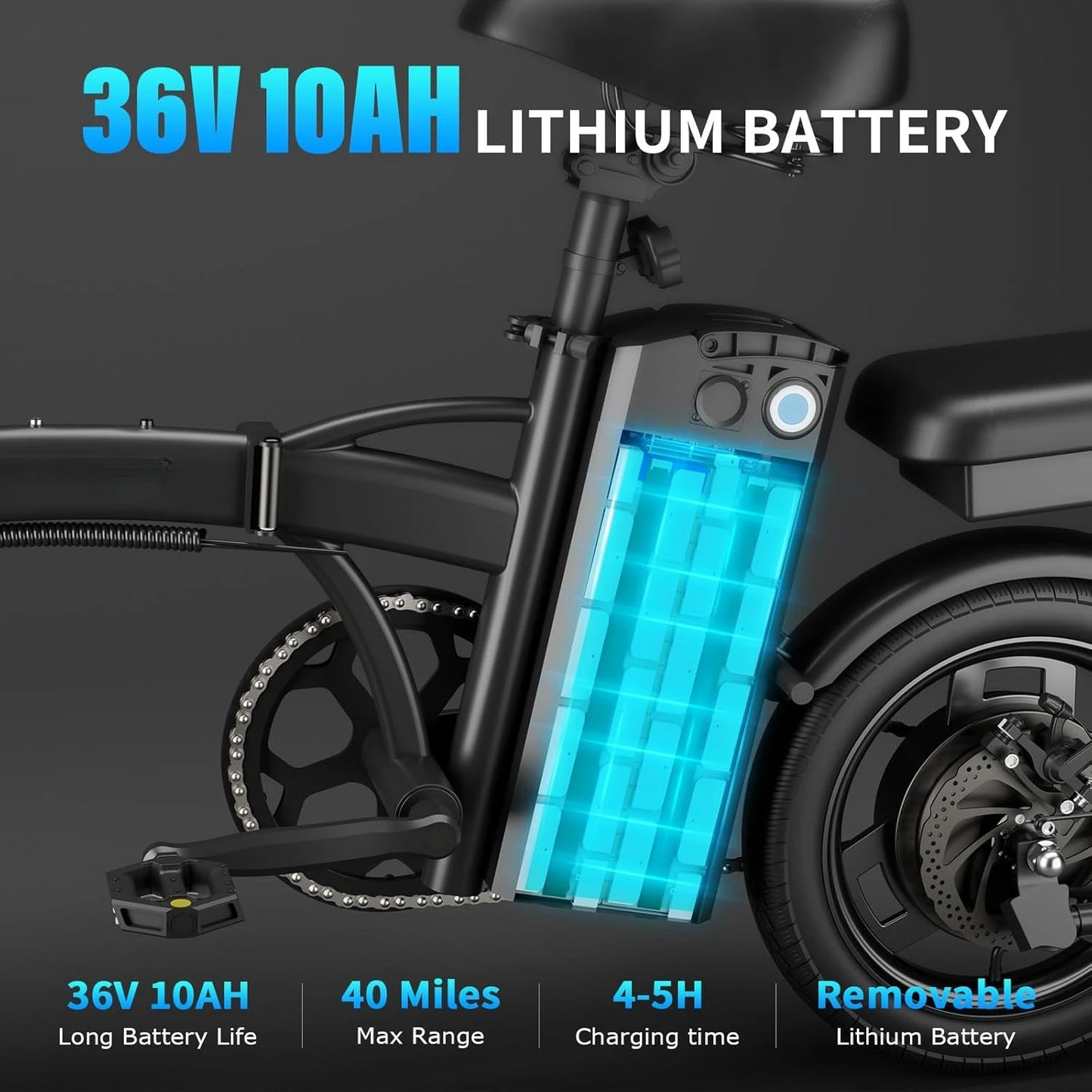 Electric Bike for Adults 750W Motor, 20 mph Folding Ebike, 14" Adults Electric Bicycles with Smart Uphill, 36V 10.4Ah Battery