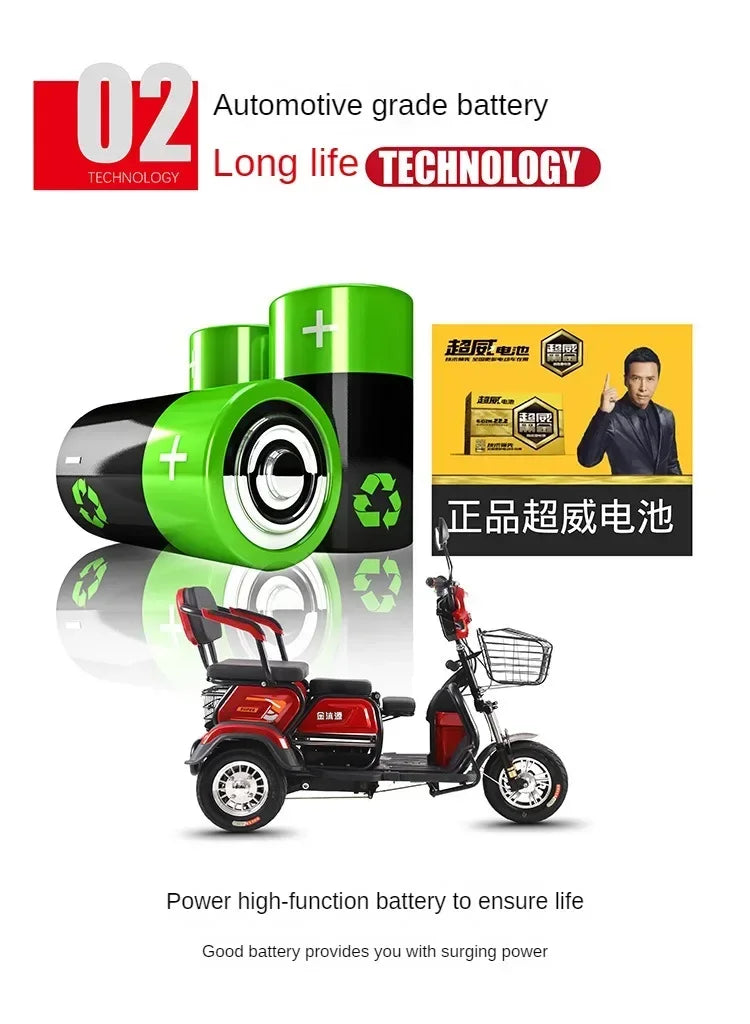 New Electric tricycle 1000W72V22A Small Parentchild Mobility Scooter Leisure Portable outdoor travel electric tricycle Load300KG