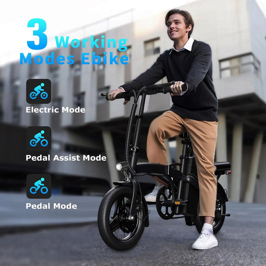 Electric Bike for Adults 750W Motor, 20 mph Folding Ebike, 14" Adults Electric Bicycles with Smart Uphill, 36V 10.4Ah Battery