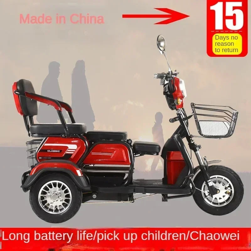 New Electric tricycle 1000W72V22A Small Parentchild Mobility Scooter Leisure Portable outdoor travel electric tricycle Load300KG