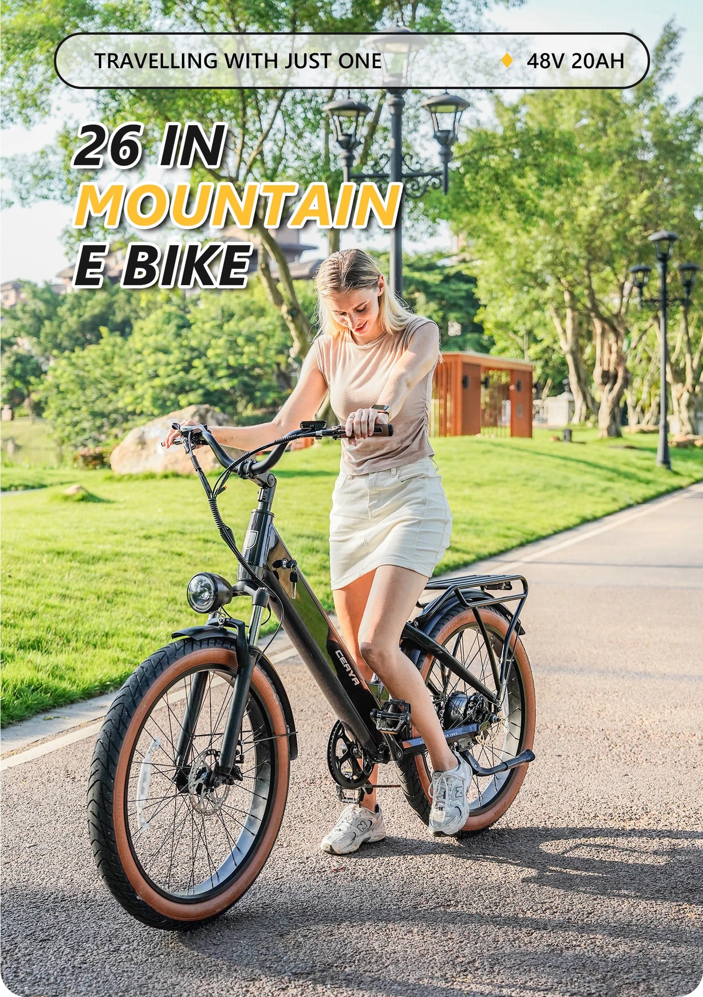 CEAYA  AZ26 Electric Bike 1000W 26Inch Urban City Electric Bike 48V20AH Battery e bike Fat Tyres E-Mountain Bicycle