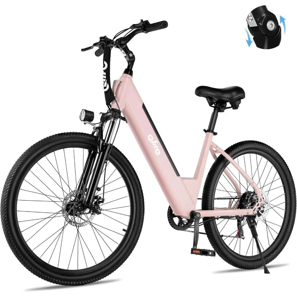 Electric Bike for Adults 26" Step-Through 22MPH Ebike with 2.1" Tire,Peak 750W Motor Ebikes with 7 Speed, Commuter E Bicycle