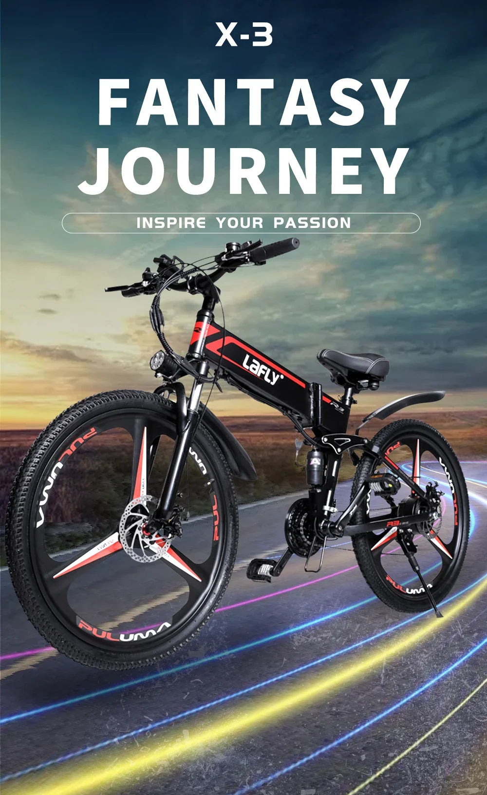 Factory direct delivery of 2025 new LAFLY X3 1000W 48V 17AH urban mountain off-road all-terrain adult electric bicycle