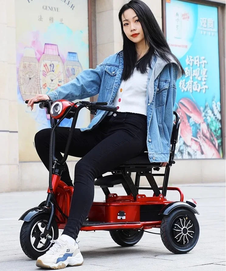 Mini Portable Electric Tricycle 350wMotor 48v 25ah Adult transportation for the elderly 10 inch light  3 wheel electric scooter