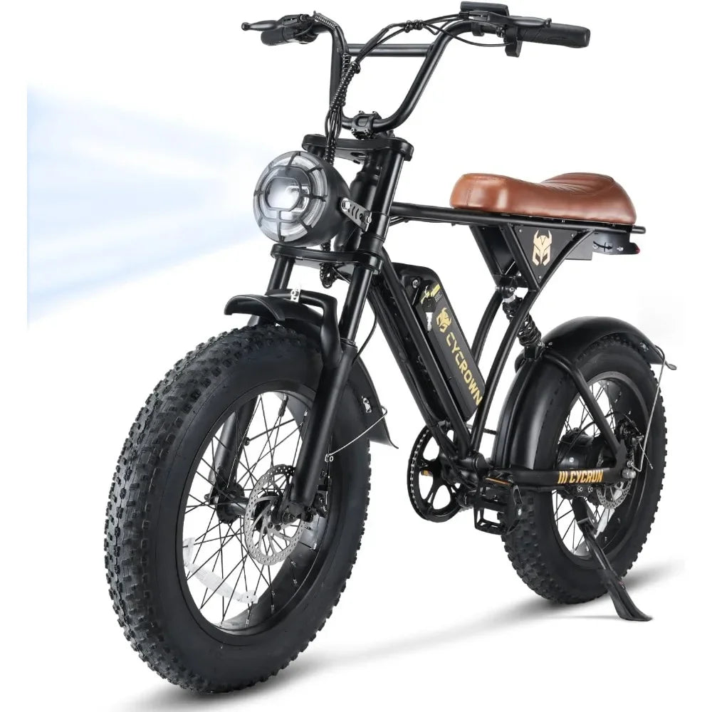 Electric Bike for Adults 750W Motor with 374.4WH Battery, 20MPH 55Miles Moped Style Ebike for Adults, 20" Fat Tire Commuting