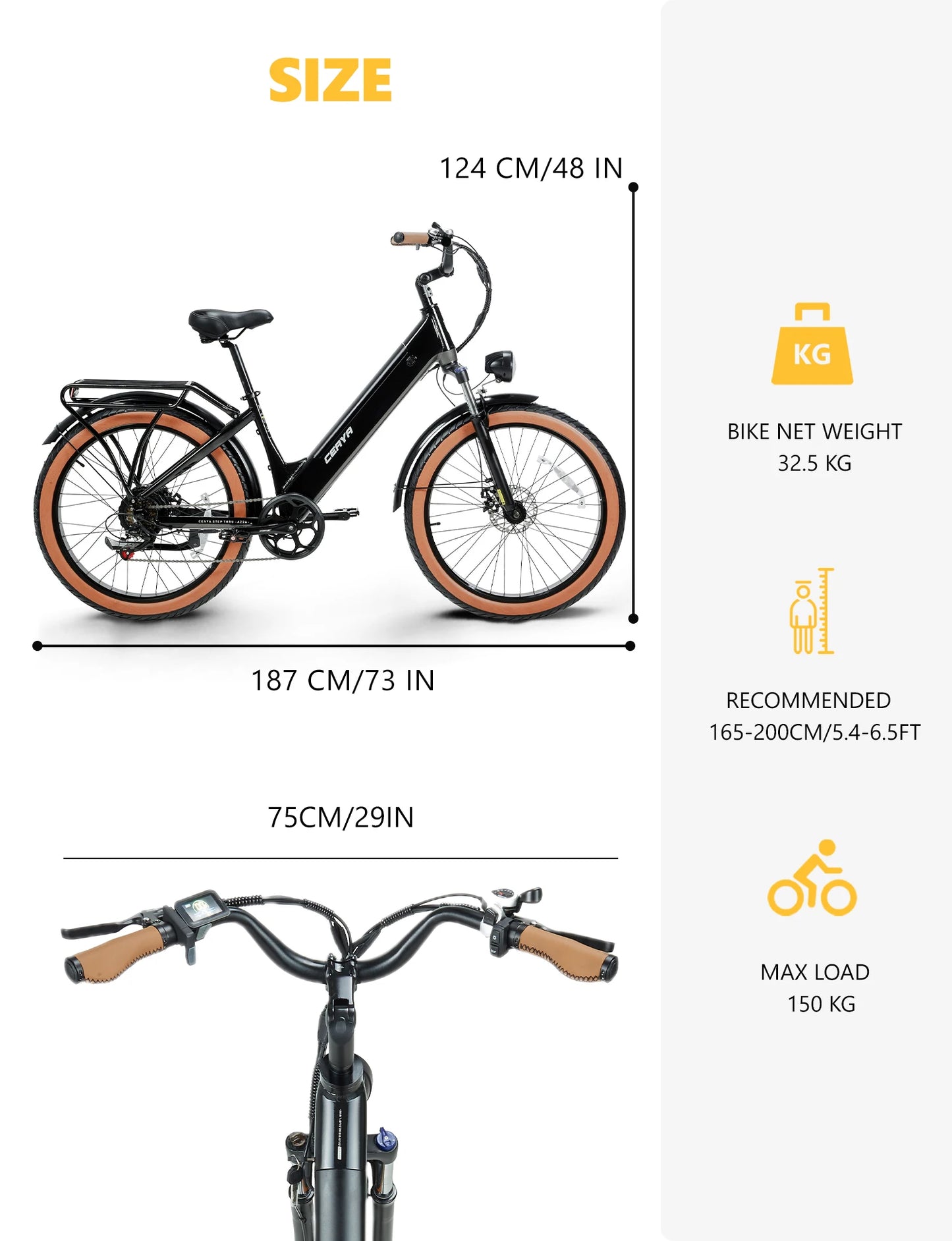 CEAYA  AZ26 Electric Bike 1000W 26Inch Urban City Electric Bike 48V20AH Battery e bike Fat Tyres E-Mountain Bicycle