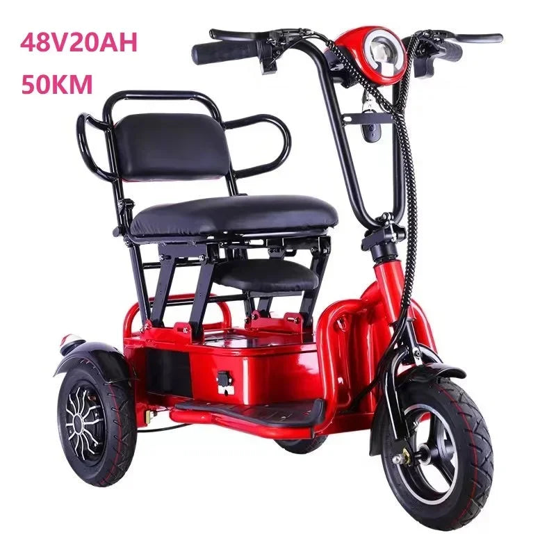 Mini Portable Electric Tricycle 350wMotor 48v 25ah Adult transportation for the elderly 10 inch light  3 wheel electric scooter